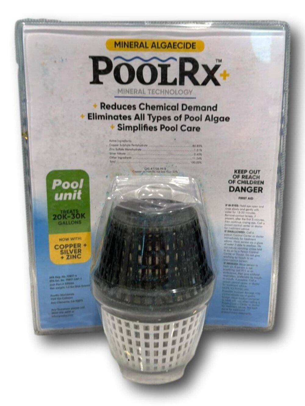 PoolRx Plus Pool Unit 20K 30K Gallons Mineral Algaecide Black White